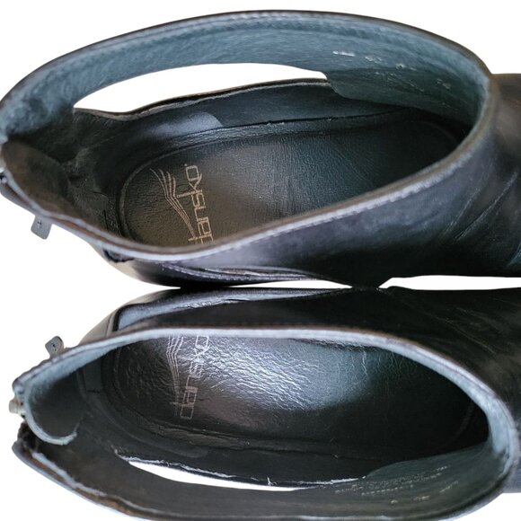 Dansko Bonita Leather Black Lace Up Ankle Boots EU 40 / US 9 Bootie Open Cut - Picture 9 of 10